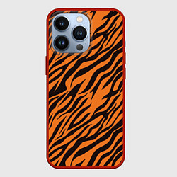 Чехол для iPhone 13 Pro Полоски тигра - tiger, цвет: 3D-красный