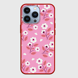 Чехол для iPhone 13 Pro Flowers on pink, цвет: 3D-красный