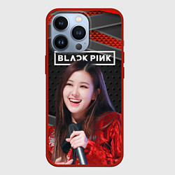 Чехол для iPhone 13 Pro Rose Blackpink black red, цвет: 3D-красный