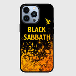 Чехол для iPhone 13 Pro Black Sabbath - gold gradient: символ сверху, цвет: 3D-черный