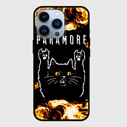 Чехол для iPhone 13 Pro Paramore рок кот и огонь, цвет: 3D-черный