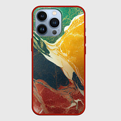 Чехол для iPhone 13 Pro Мраморная радуга, цвет: 3D-красный