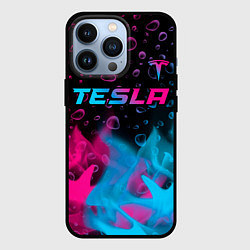 Чехол iPhone 13 Pro Tesla - neon gradient: символ сверху