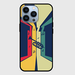 Чехол для iPhone 13 Pro Труба в разноцветных полосах Jazz music, цвет: 3D-черный