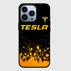 Чехол iPhone 13 Pro Tesla - gold gradient: символ сверху