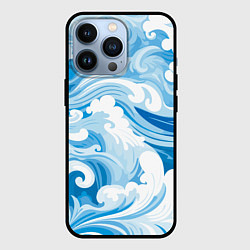 Чехол для iPhone 13 Pro Голубые волны, цвет: 3D-черный