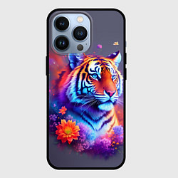 Чехол для iPhone 13 Pro Тигр и краски - нейросеть, цвет: 3D-черный