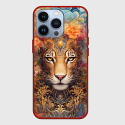 Чехол для iPhone 13 Pro Леопард в тропиках, цвет: 3D-красный