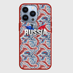 Чехол iPhone 13 Pro Happy Russia волнистые узоры