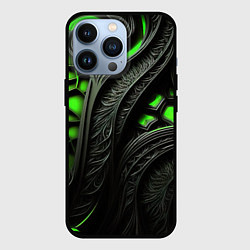 Чехол для iPhone 13 Pro Green black abstract, цвет: 3D-черный