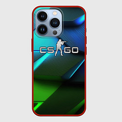 Чехол для iPhone 13 Pro CS GO green blue abstract, цвет: 3D-красный