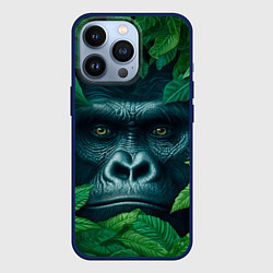 Чехол для iPhone 13 Pro Горилла в кустах, цвет: 3D-тёмно-синий