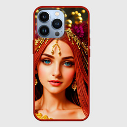 Чехол для iPhone 13 Pro Девушка с распущенными красными волосами, цвет: 3D-красный