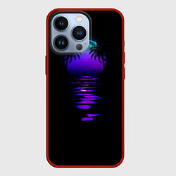 Чехол для iPhone 13 Pro Луна SynthWave, цвет: 3D-красный