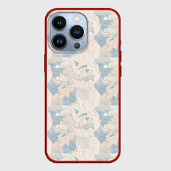 Чехол для iPhone 13 Pro Паттерн листьев, цвет: 3D-красный
