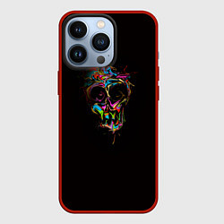 Чехол для iPhone 13 Pro Череп - потекшие краски, цвет: 3D-красный