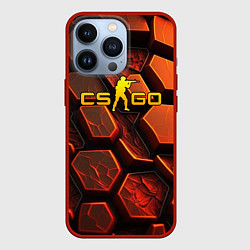 Чехол для iPhone 13 Pro CS GO orange logo, цвет: 3D-красный