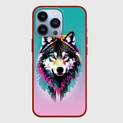 Чехол для iPhone 13 Pro Волчья морда - поп-арт, цвет: 3D-красный