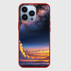 Чехол для iPhone 13 Pro Млечный путь и облака на закате, цвет: 3D-красный