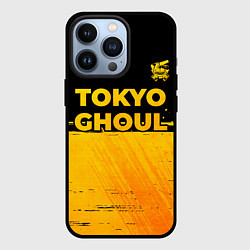 Чехол для iPhone 13 Pro Tokyo Ghoul - gold gradient: символ сверху, цвет: 3D-черный