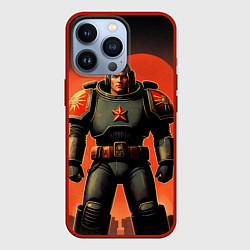 Чехол для iPhone 13 Pro Космический десантник ретро, цвет: 3D-красный