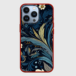 Чехол для iPhone 13 Pro Цветочные узоры, цвет: 3D-красный