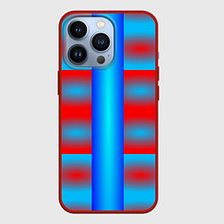 Чехол для iPhone 13 Pro Красно-синие полосы и квадраты, цвет: 3D-красный