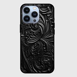 Чехол для iPhone 13 Pro Объемная черная текстура из кожи, цвет: 3D-черный