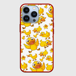 Чехол для iPhone 13 Pro Yellow ducklings, цвет: 3D-красный