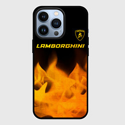 Чехол для iPhone 13 Pro Lamborghini - gold gradient: символ сверху, цвет: 3D-черный