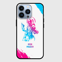 Чехол для iPhone 13 Pro Iron Maiden neon gradient style, цвет: 3D-черный