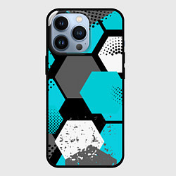 Чехол для iPhone 13 Pro Шестиугольники абстрактный фон, цвет: 3D-черный