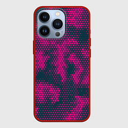 Чехол для iPhone 13 Pro Спортивный паттерн камуфляж, цвет: 3D-красный