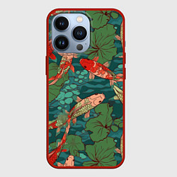 Чехол для iPhone 13 Pro Паттерн карпы кои, цвет: 3D-красный