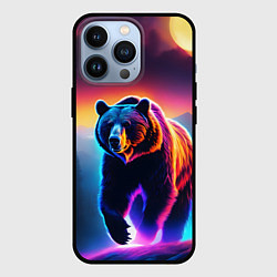 Чехол для iPhone 13 Pro Люминесцентный медведь гризли, цвет: 3D-черный