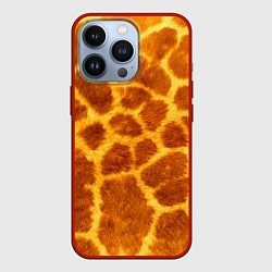 Чехол для iPhone 13 Pro Шкура жирафа - текстура, цвет: 3D-красный