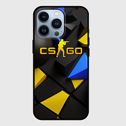 Чехол для iPhone 13 Pro CSGO blue yellow abstract, цвет: 3D-черный