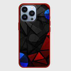 Чехол для iPhone 13 Pro Black blue red elements, цвет: 3D-красный