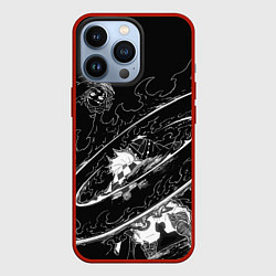 Чехол для iPhone 13 Pro Танджиро против луны - Клинок демонов, цвет: 3D-красный