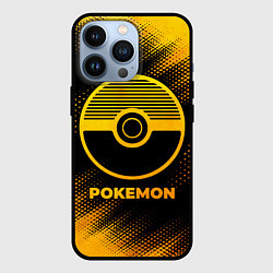 Чехол для iPhone 13 Pro Pokemon - gold gradient, цвет: 3D-черный