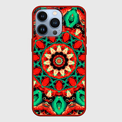 Чехол для iPhone 13 Pro Мандала калейдоскоп, цвет: 3D-красный