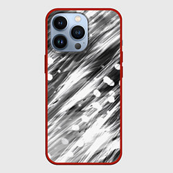 Чехол для iPhone 13 Pro Черно-белые штрихи, цвет: 3D-красный
