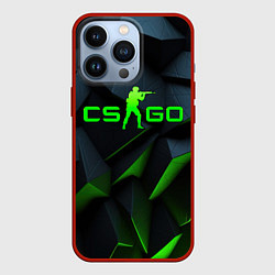 Чехол для iPhone 13 Pro CSGO green texture logo, цвет: 3D-красный