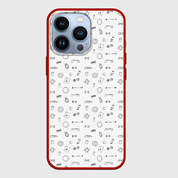 Чехол для iPhone 13 Pro Спортивные аксессуары паттерн, цвет: 3D-красный