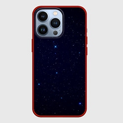 Чехол для iPhone 13 Pro Тёмный космос и синие звёзды, цвет: 3D-красный