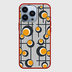 Чехол для iPhone 13 Pro Абстракция из кругов и линий, цвет: 3D-красный