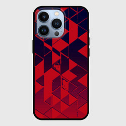 Чехол для iPhone 13 Pro Сине-красный геометрия градиент, цвет: 3D-черный