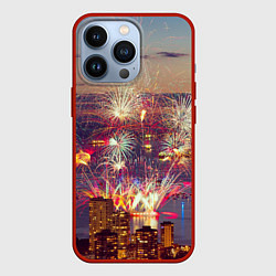 Чехол для iPhone 13 Pro Салют в ночном небе, цвет: 3D-красный