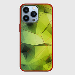 Чехол для iPhone 13 Pro Зеленая текстура объемная, цвет: 3D-красный