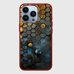 Чехол для iPhone 13 Pro Позолоченая броня, цвет: 3D-красный